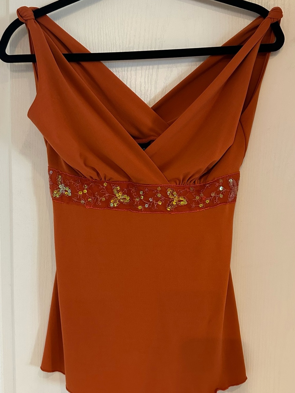 Not Rated Rust Orange Embroidered Waist Tank Top